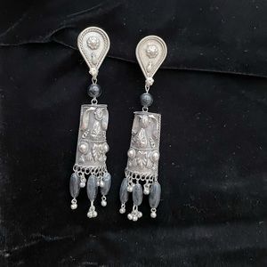 Unique Sterling Silver w/ Black Beads Earrings